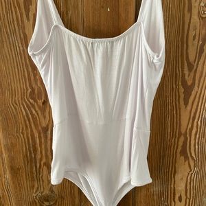 V Neck White Bodysuit